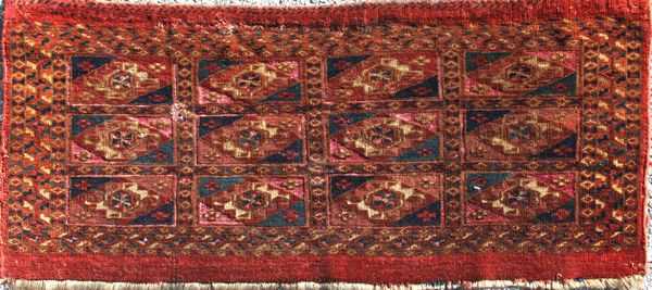 Appraisal: Extra fine th Century Turkoman Tekke Torba rug with silk