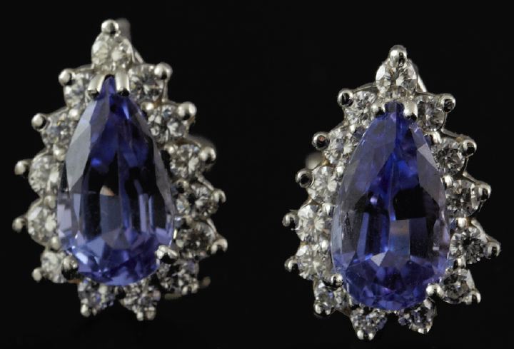 Appraisal: Pair of Tiffany and Company Platinum Tanzanite and Diamond Earrings