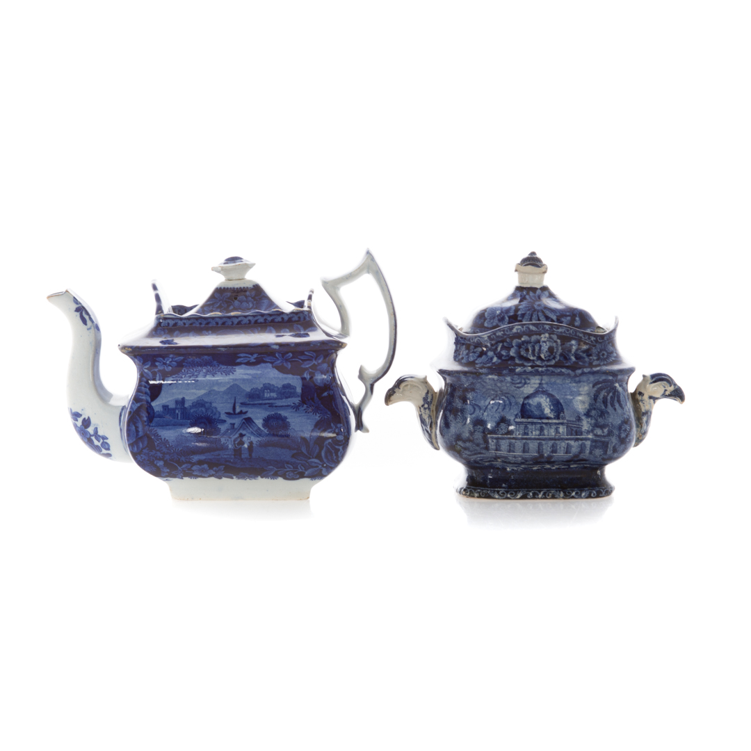 Appraisal: Staffordshire blue transfer teapot sugar bowl second quarter- th century