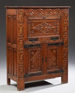 Appraisal: Unusual French Renaissance Style Well Carved Oak S Unusual French