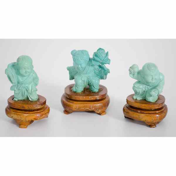 Appraisal: Chinese Cultural Revolution Turquoise Carvings China mid th century a