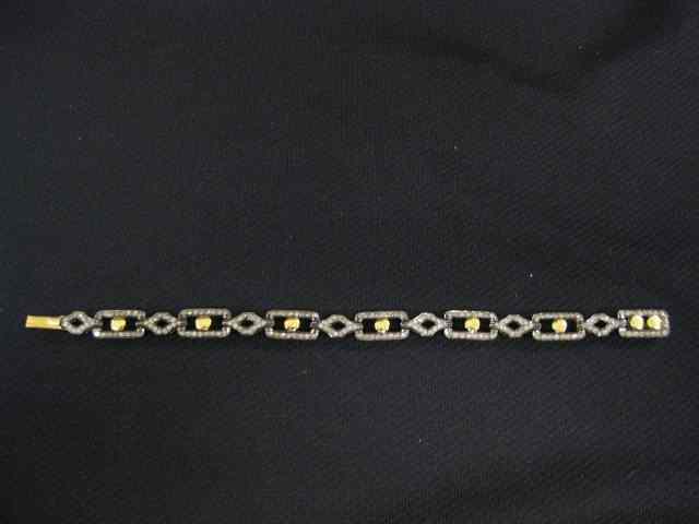 Appraisal: Diamond Bracelet diamonds in k yellow gold silver setting ''