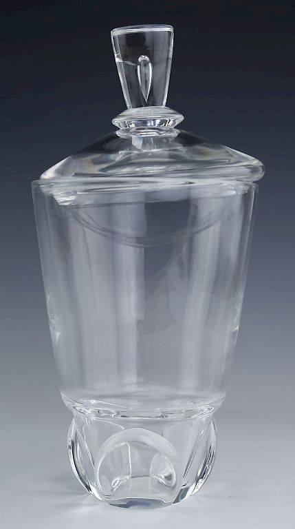 Appraisal: STEUBEN Crystal Teardrop Art Glass Lidded Urn Lidded urn jar