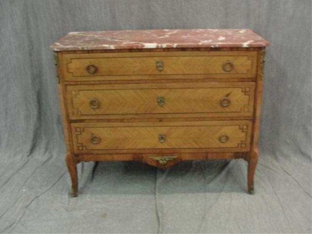 Appraisal: Louis XVI Style Marbletop and Inlaid Commode From a Stamford