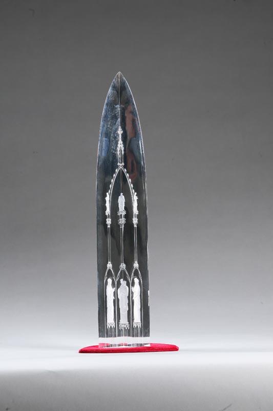 Appraisal: CRYSTAL OBELISK Marked for Steuben early th century Cathedral obelisk