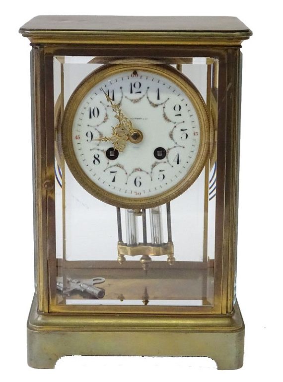 Appraisal: French Tiffany And Co Brass Mantle Clock French Tiffany And