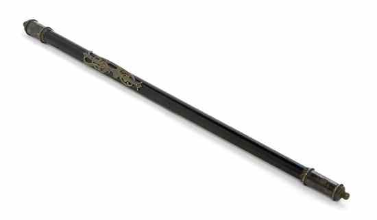 Appraisal: An Ebonized Wood Baton of slightly tapering cylindrical form with