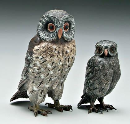 Appraisal: Two miniature bronze owls one marked quot Austria quot -