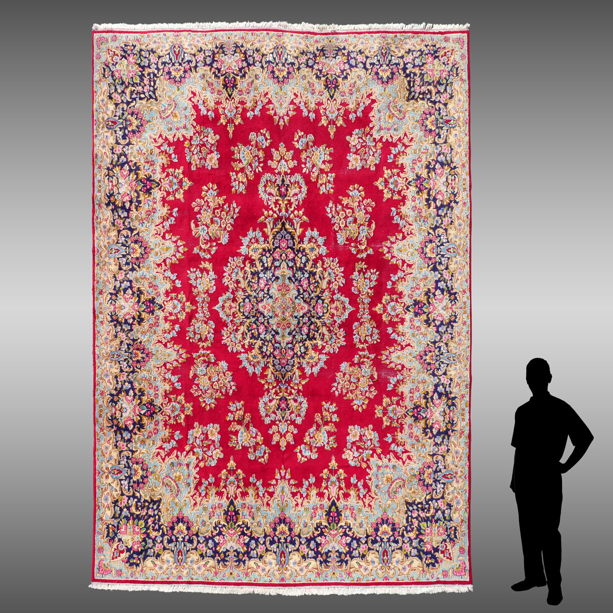 Appraisal: SEMI-ANTIQUE PERSIAN KERMAN HAND KNOTTED WOOL RUG ' '' X