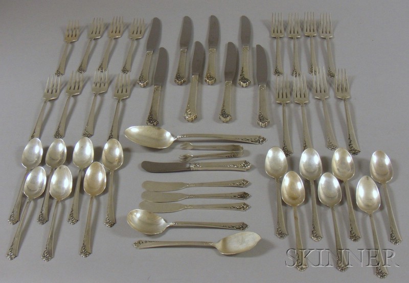 Appraisal: Heirloom Sterling Silver Partial Flatware Set for Eight Damask Rose