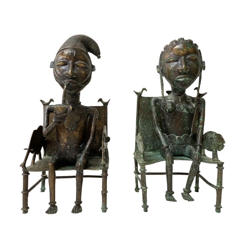 Appraisal: Pair of Vintage African Tribal Bronze Sculptures Pair of Vintage