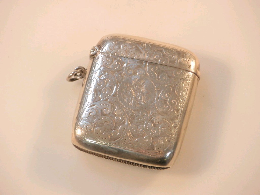 Appraisal: A late Victorian silver vesta case engraved with a monogram