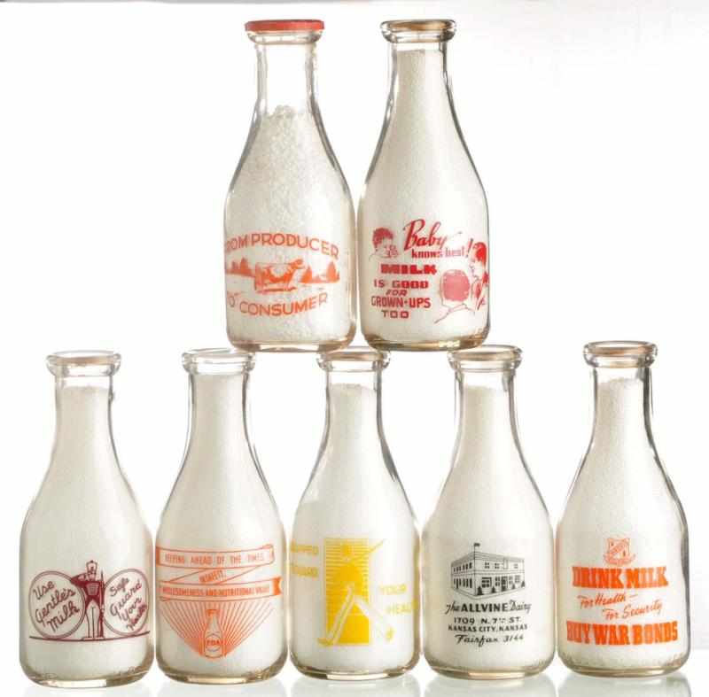 Appraisal: Lot of Milk Bottles from Various Locations Description Lot includes