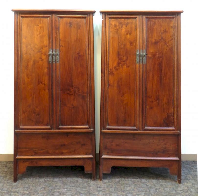 Appraisal: Pair Of Huanghuali Cabinets Pair Of Huanghuali Cabinets Description Two