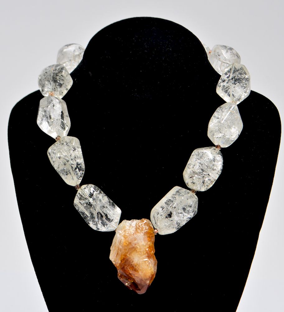 Appraisal: Natural Citrine Quartz Beaded Necklace Natural citrine and polished faceted