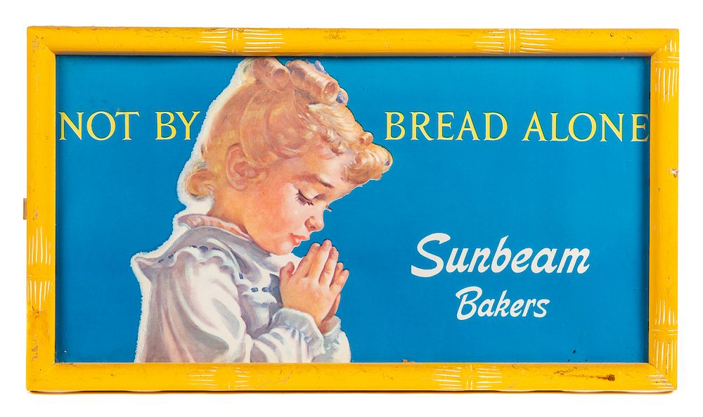 Appraisal: Sunbeam Bakers Bread Sign Under Glass DIMENSIONS x in lease