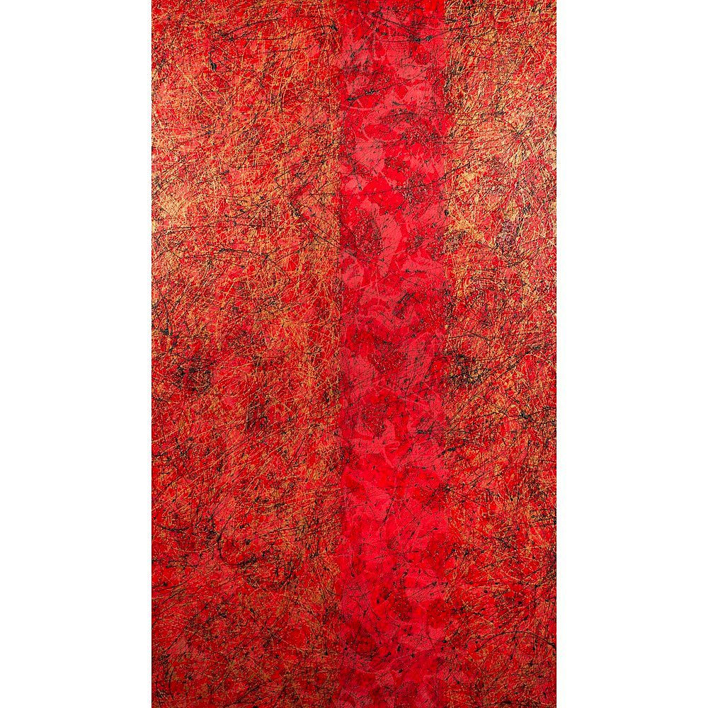 Appraisal: Janice Griffith Painting Red Crossing Unframed oil on canvas abstract