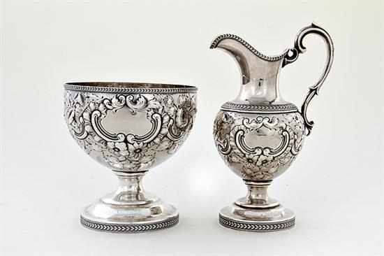 Appraisal: Whiting sterling cream and sugar set New York dated floral