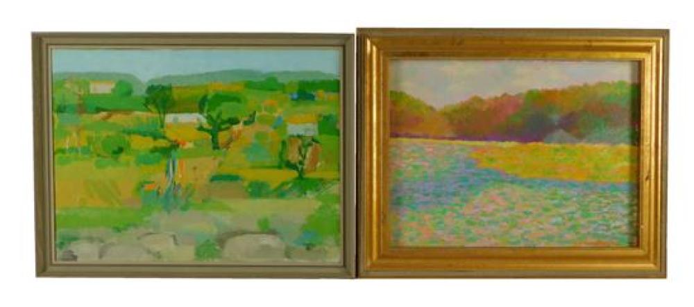 Appraisal: Two Contemporary framed oils including oil on canvas landscape green