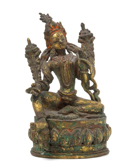 Appraisal: Sale Lot A Gilt Bronze Figure of Tara the deity