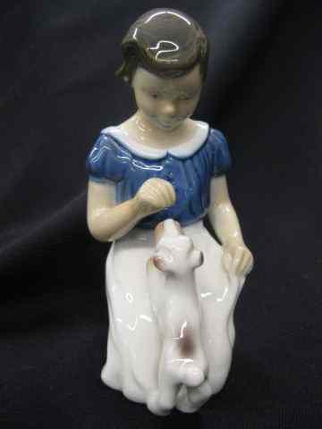 Appraisal: Bing Grondahl Porcelain Figurine of Girlwith puppy '' excellent