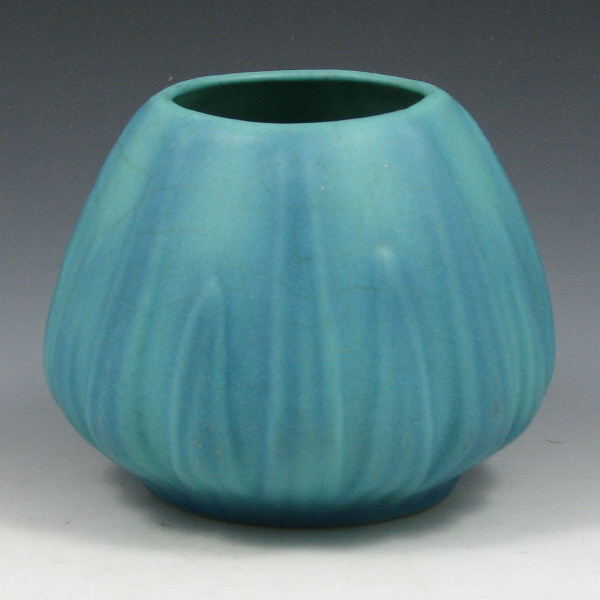 Appraisal: Van Briggle Ming Blue Stylized Leaf Vase Ca s Van