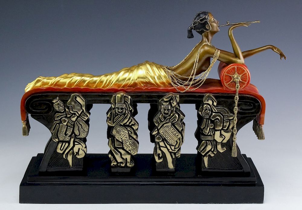 Appraisal: Erte - DAYDREAMS Art Deco Bronze Statue Signed and numbered