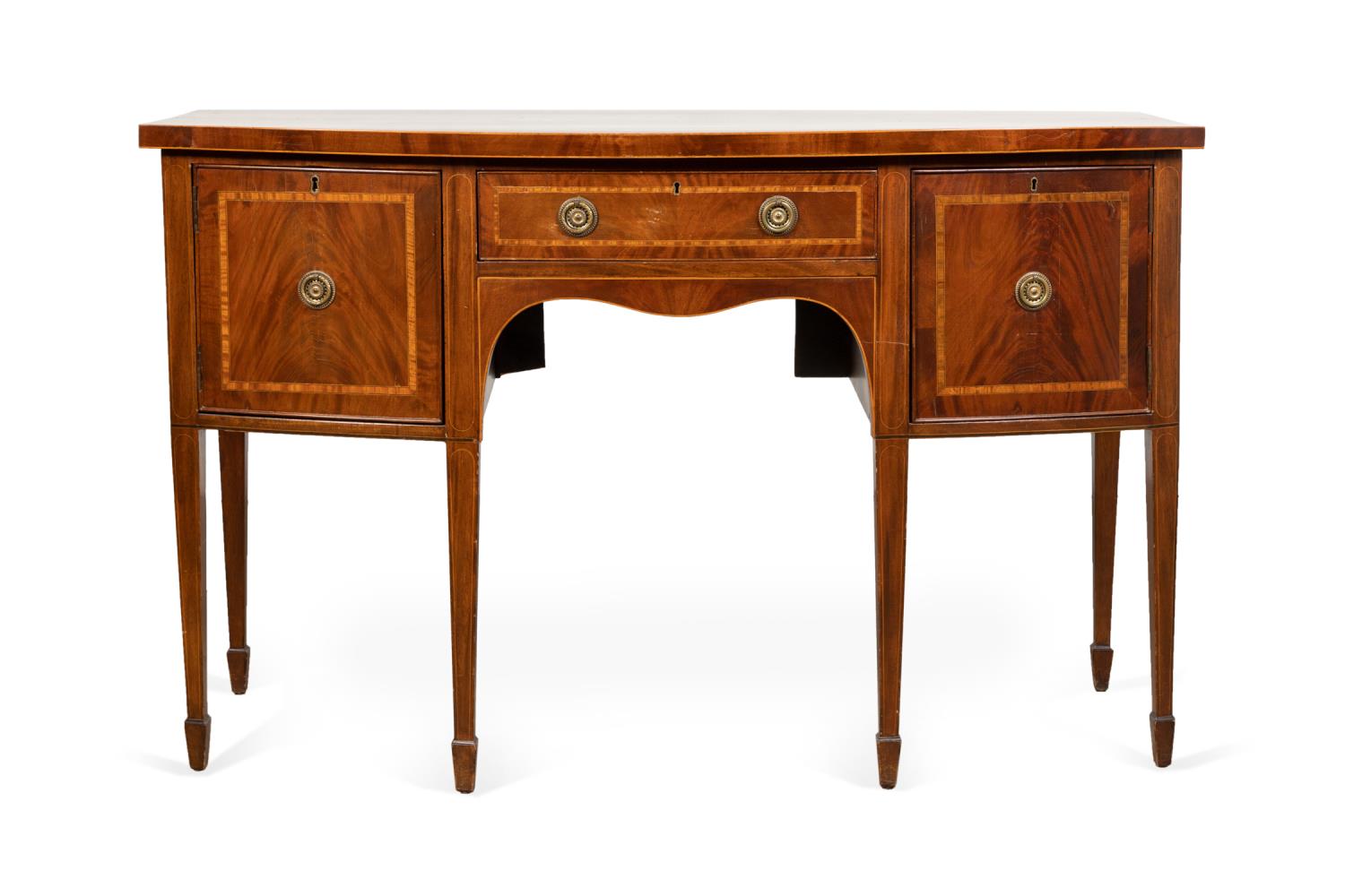 Appraisal: ENGLISH HEPPLEWHITE STYLE MAHOGANY SIDEBOARD English Hepplewhite style mahogany sideboard