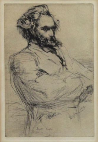 Appraisal: WHISTLER James Drypoint Etching Drouet Sculpteur Signed titled and dated