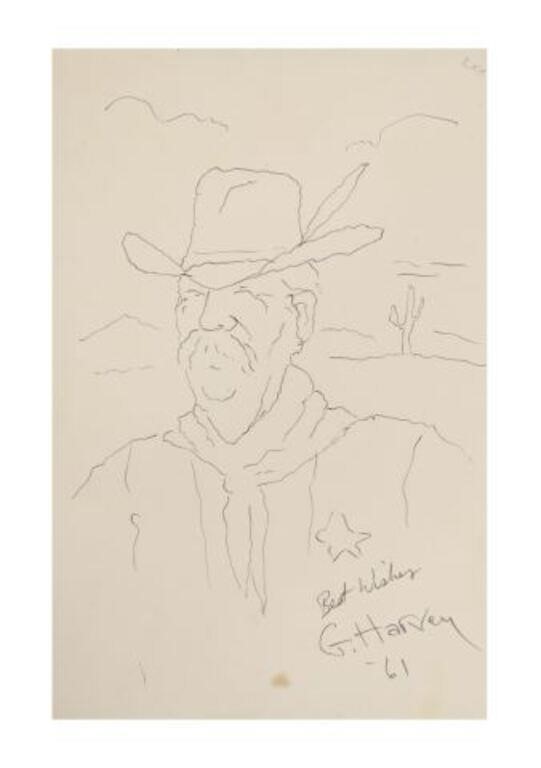 Appraisal: Unframed pencil drawing on paper Portrait of a Sheriff signed