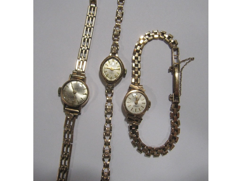 Appraisal: Three ladies mid th century ct gold wrist watches by