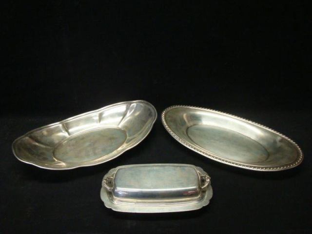 Appraisal: Sterling Serving Trays and Butter Tray Approx troy oz From