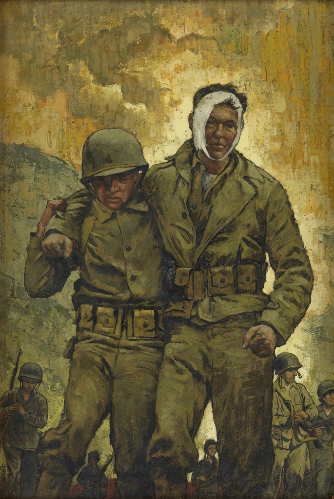 Appraisal: AL SCHMIDT American Soldiers Acrylic on board x mm x