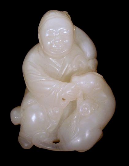 Appraisal: Chinese white jade boy grouping th century