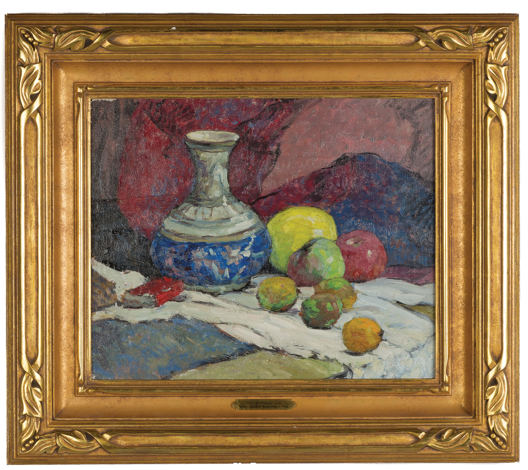 Appraisal: George Renouard American - Still Life of Fruit and Vase