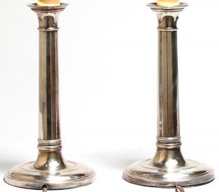 Appraisal: Pair of Vintage Silver The faceted sticks with weighted bases