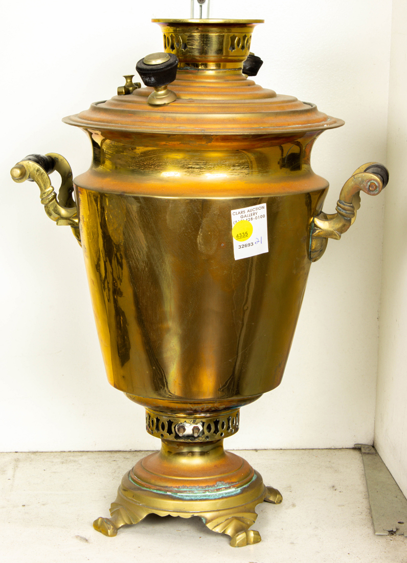 Appraisal: Russian brass samovar marked with medallions h