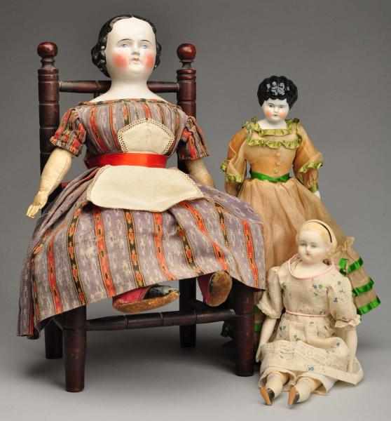 Appraisal: Lot of Dolls Chair Description s china shoulder head original