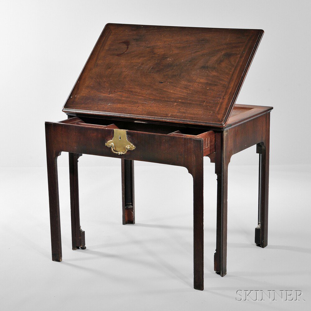 Appraisal: Georgian Mahogany Architect's Desk England th century top lifts with