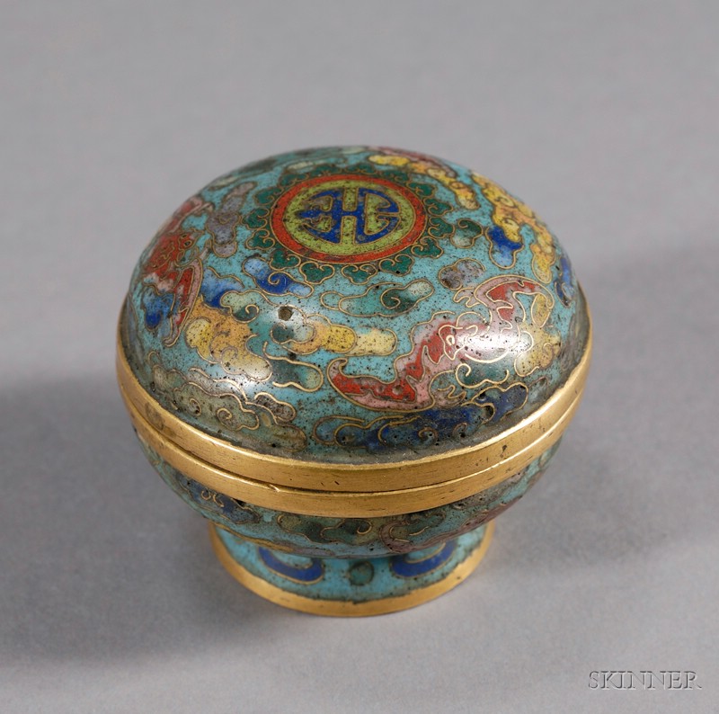 Appraisal: Cloisonne Incense Box China th century design of bats and