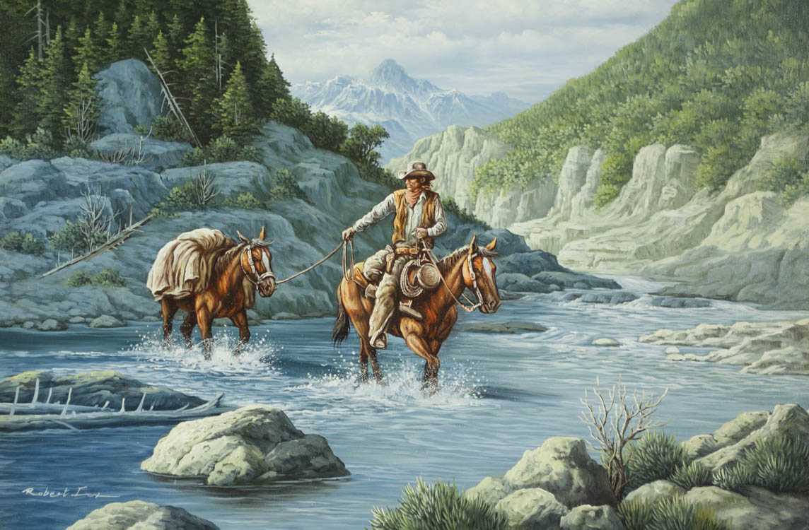 Appraisal: ROBERT FOX OIL ON CANVAS United States th century Fording