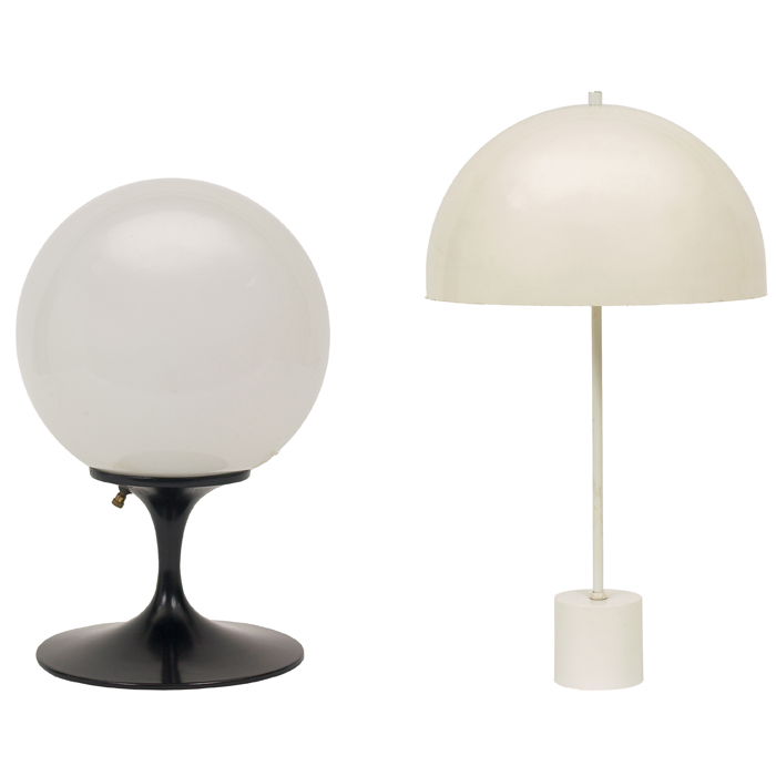 Appraisal: Laurel table lamp with round white globe shade over black