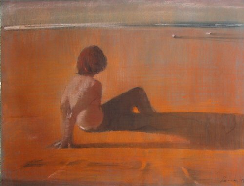 Appraisal: Untitled - Boy Sitting on Beach Pastel on Paper Larraz