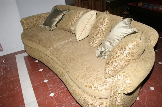 Appraisal: SLIGHT SERPENTINE SOFA Crushed green velvet upholstery