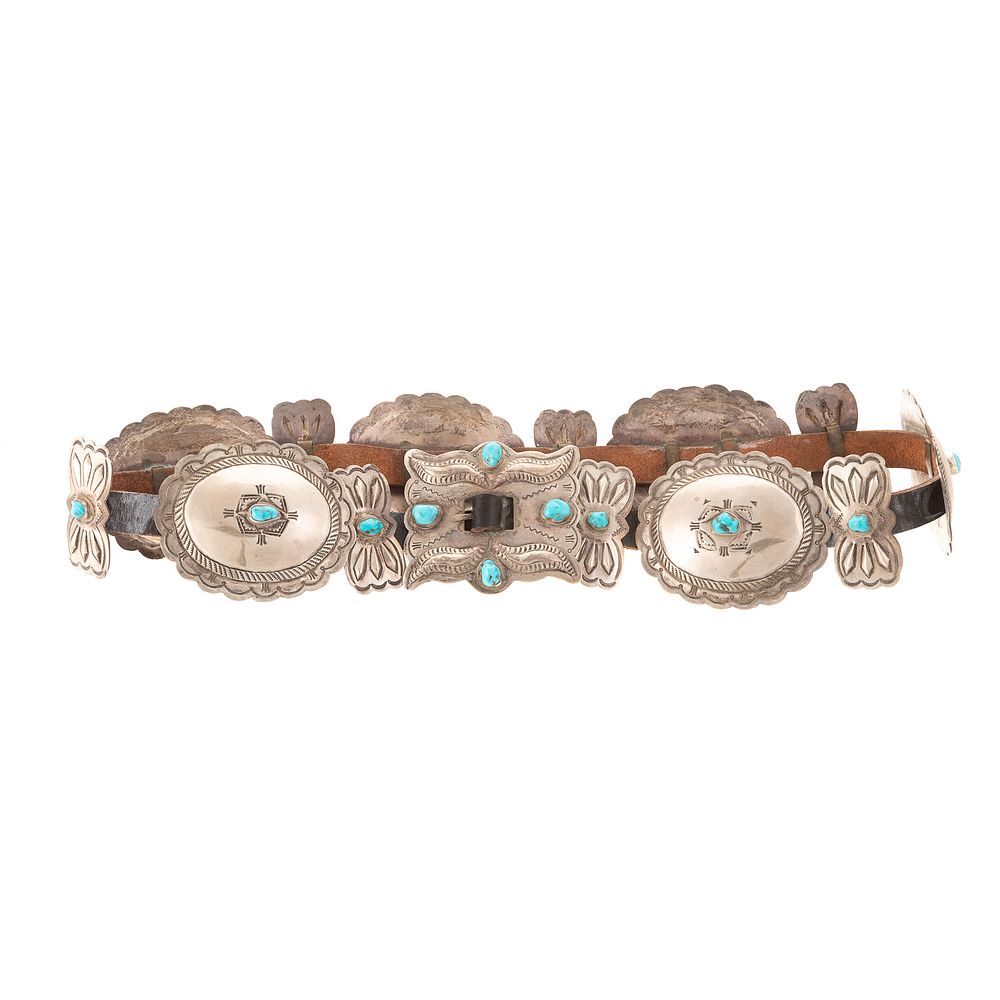 Appraisal: A Sterling Turquoise Navajo Concho Belt sterling silver Navajo concho