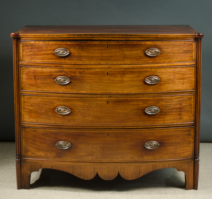 Appraisal: FEDERAL MAHOGANY BOW-FRONT CHEST OF DRAWERS American early th century