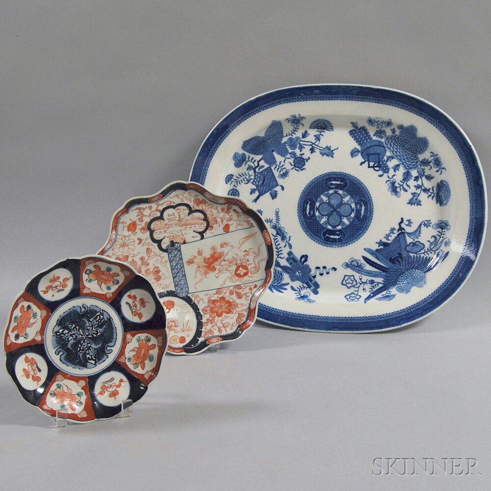 Appraisal: Two Pieces of Imari Porcelain and a Fitzhugh Platter th