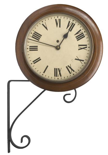 Appraisal: GALLERY CLOCK Double-sided wall-mounted clock in mahogany case maker unknown