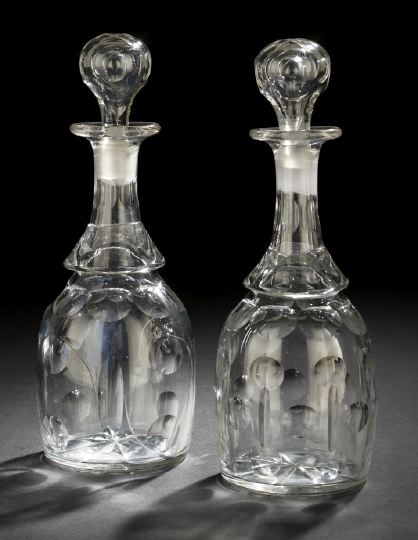 Appraisal: Good Near Pair of Edwardian Blown Glass Decanters first quarter