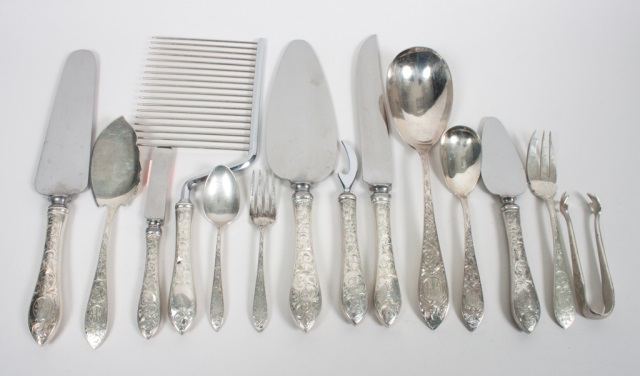 Appraisal: Fourteen Schofield sterling silver serving pieces including serving spoon pastry